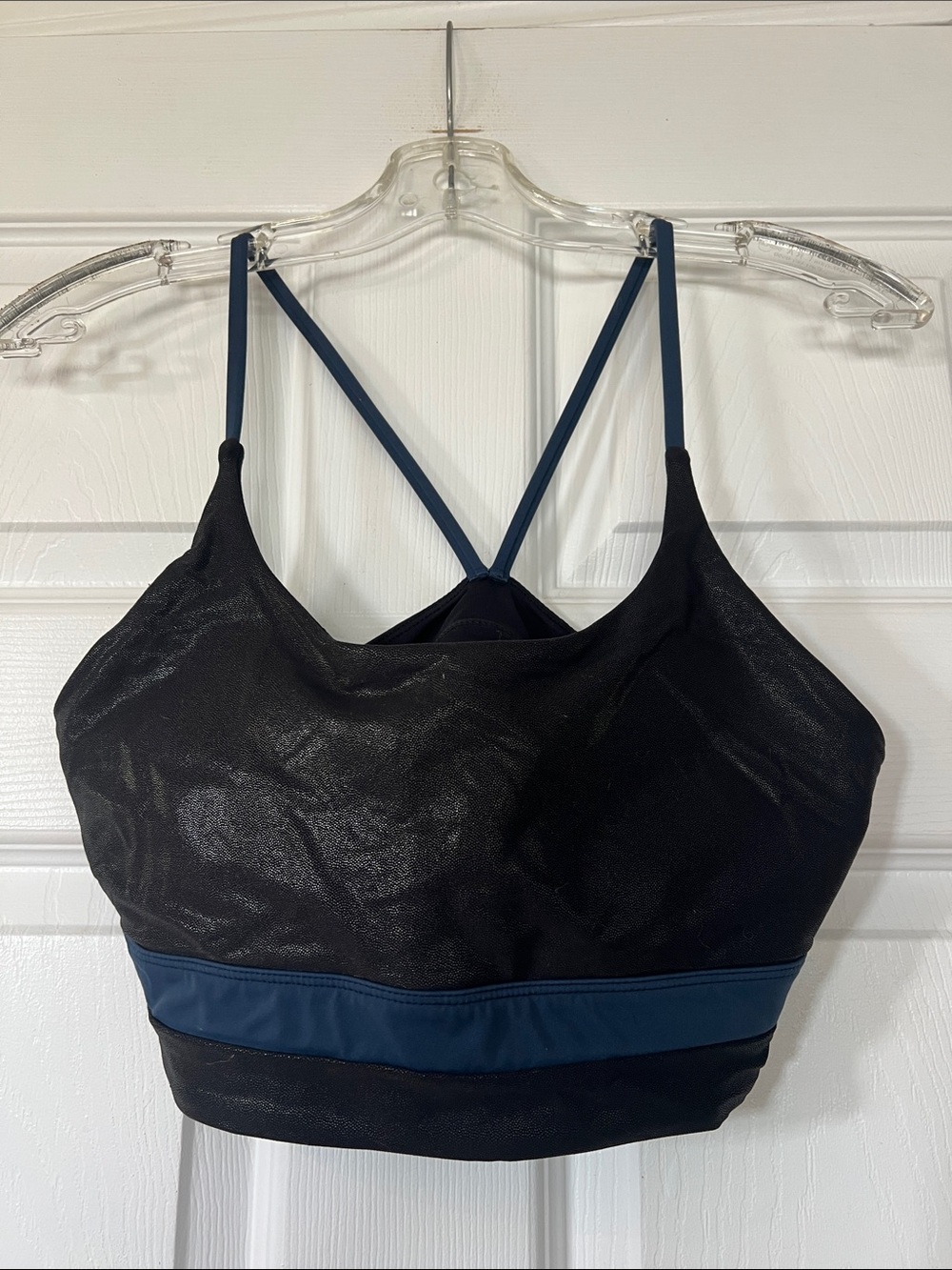 Zyia Everyday Support Black Sports Bralette with Navy Band
